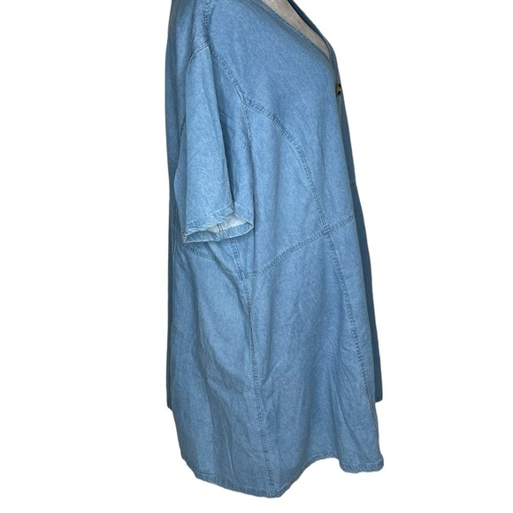 City Chic Soft Denim Dress chambray tortoiseshell buttons short sleeves Sz XL/22 - Picture 6 of 13
